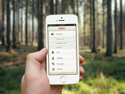 Healthy diet app app apple button diet ios iphone menu navigation recipes screen ui ux