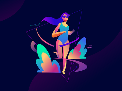 Health goals charecter design colorful concept digital arts girl character health goals healthy lifestyle helth illustration jogging running sports sporty style ui vector web web illustration