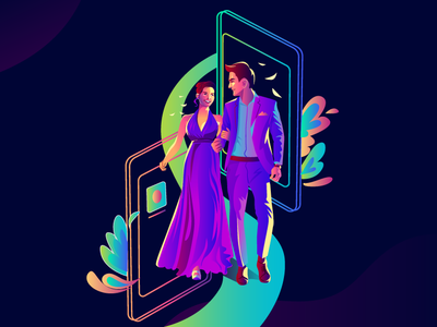 Couple colorful big day couple wedding wedding invitation lifestyle girl character digital painting charecter design ui ux web illustration branding vector design digital arts communication concept style illustration