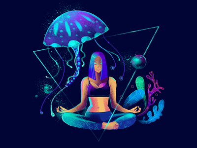 Self communication concept design digital arts girl character illustration meditation photoshop self style ui web illustration yoga app