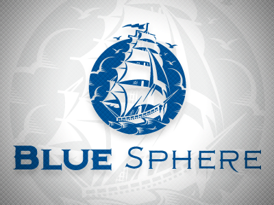 Blue Sphere Logo apparel design identity logo print schooner screen ship shirt tee vector