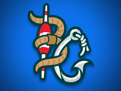 Bluegills Monogram Cap Logo baseball bluegill bobber design fish hook logo sports team vector