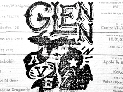 Glenn Ave Stamp apparel drawing label print screen size sketch type typography