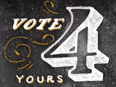 Vote 4 Yours Truly apparel ave drawn glenn hand label monogram sketch small town type typography