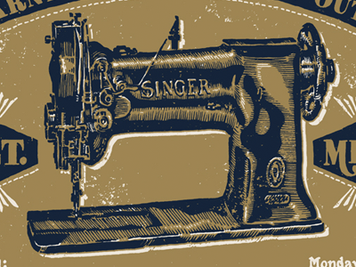 Singer Sewing Machine Illustration art denim drawing illustration machine print sewing singer
