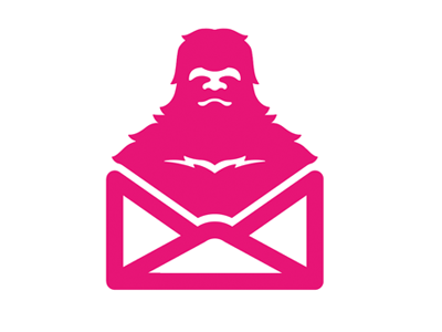 Envelope Giant Yeti Mail bigfoot brand design envelope giant identity logo pink sasquatch vector yeti