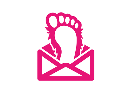 Foot Mail bigfoot brand design envelope giant identity logo pink sasquatch vector yeti