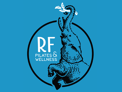 Half Elephant Rf P W brand design elephant fitness health identity illustration logo pilates stott vector