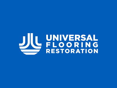 Universal Flooring Restoration Horizontal Logo brand design identity lines logo minimal thick type utilitarian vector