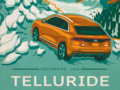 Telluride Audi Poster adobe audi automotive illustration illustrator minimal mountain photoshop poster poster art vector