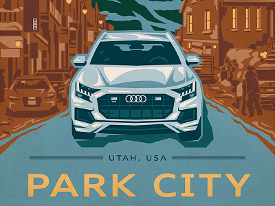 Park City Audi Poster adobe audi automotive downtown illustration illustrator minimal mountain photoshop poster poster art vector