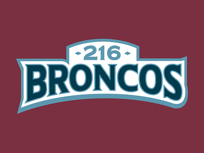 216 Broncos Wordmark Logo brand design hockey identity illustration logo sports typography vector