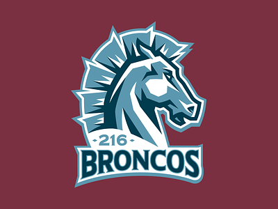 216 Broncos Main Logo brand bronco design hockey horse identity illustration logo sports vector