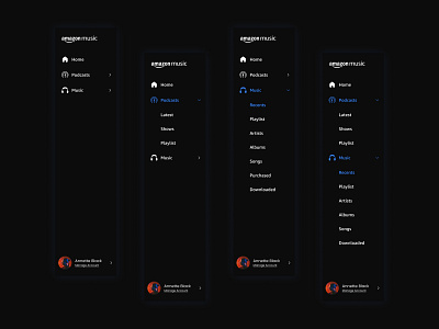 Amazon Music - Side Nav Bar (Redesign Concept) amazon amazon music redesign redesign concept side navigation sidebar ui