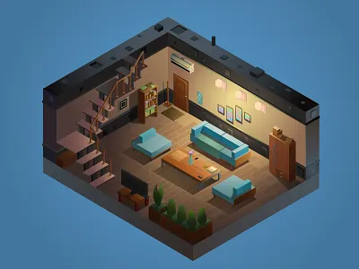 Atmospheric room adobeillustator illustration isometric room vector