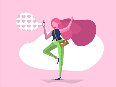 Pink girl adobeillustator flat illustration illustration vector