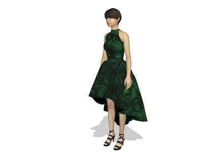 Virtual Garmenting 3d 3d animation 3d artist animation catwalk design designer dress fashion fashion design fashion designer green leave marvelous designer simulation surface pattern
