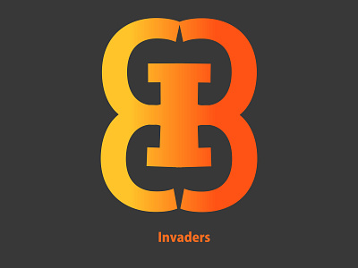Logo concept invaders flat icon illustration logo typography vector