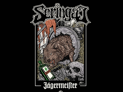 Seringai x Jager album art apparel art dar artist darkart design illustration logo metal metalhead music nature shirt skull tshirt tshirt design wolf