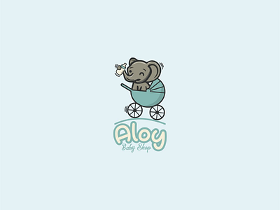 Aloy baby shop baby brand company logo company profile cute elephant icon illustration logo vector