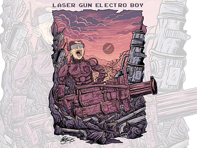 Laser Gun Electro Boy album art art boy cartoon comic cover design fantasy game illustration illustrator logo movie music robot tshirt tshirt design