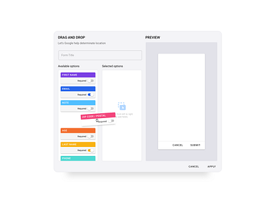 Drag and drop component