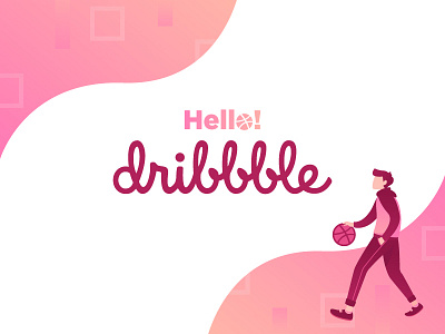 Hello dribbble! clean design flat illustraion