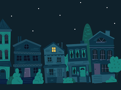 Neighbors dark house illustration neighborhood night trees