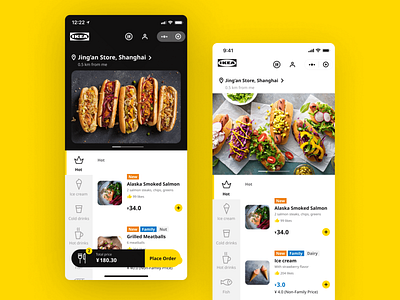IKEA Food Mobile Redesign ab testing black and white blackandwhite food food and drink food app food order food order app food ordering foodie ikea ikea food redesign simplicity yellow