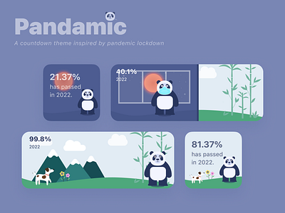 Pandamic Countdown Timer app app design bamboo colorful countdown covid covid 19 forest graphic design illustration lockdown mask panda pandemic quarantine theme time timer ui widget