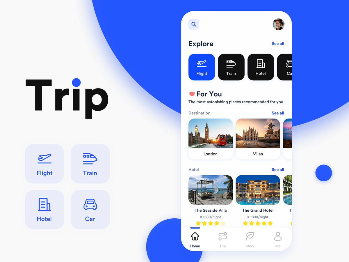 Daily UI 001 - Trip App by Meixiu Pan on Dribbble