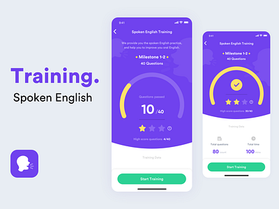 Daily UI 002 - Spoken English Training 100 day challenge 100 day project 100 days of ui app design app ui daily ui daily ui 002 daily ui challenge daily ui project data english english learning mobile mobile app mobile design oral english performance spoken english study training