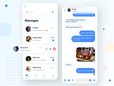 Daily UI 004 - Message App 100 day project 100daychallenge 100daysofui app app design app ui blue chat chat app daily ui daily ui 004 daily ui project dailyuichallenge message message app shadow social app social media ui design uiux