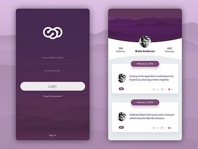 Social App app color design login mine ui ux