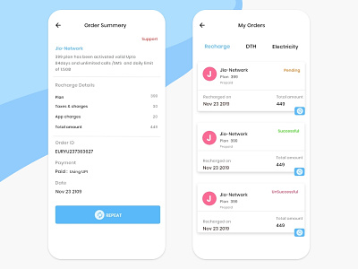 recharge app order summer animation branding concept dribble illustration minimal mockup typography ui ux