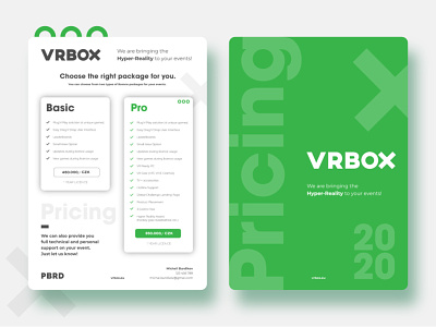 Price list for client VRBOX branding design minimalism offer prices pricing pricing plan typography ui ux