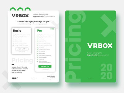 Price list for client VRBOX