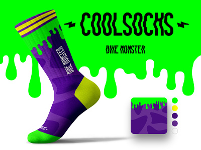CoolSocks - bike monster branding cool crazy design illustration socks socks design vector