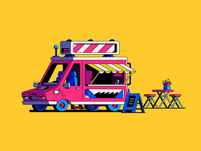 Food truck. Historias Infinitas 2danimation art direction design illustration motion motion graphics offbeatestudio set set design