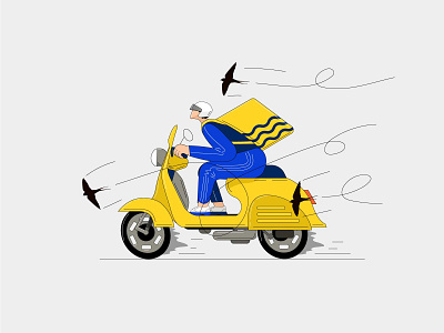 Delivery art delivery flat illustration illustrator motorcyclist scooter vector web website