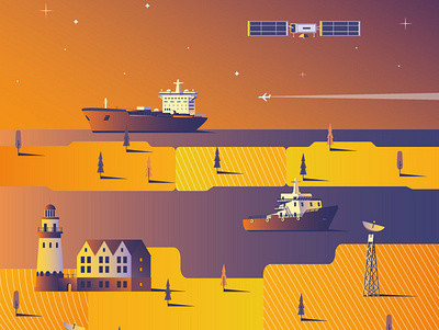 Illustration for the conference on space communications in Kalin flat illustration illustrator vector web
