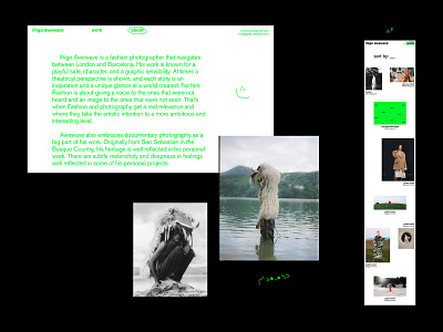 Iñigo Awewave Website - About & Work Page graphicdesign photograhy portfolio ui design website
