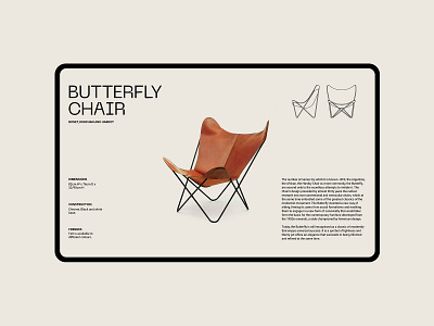 Butterfly Chair Layout Exploration beige clean ecommerce graphicdesign layout exploration minimal ui visual