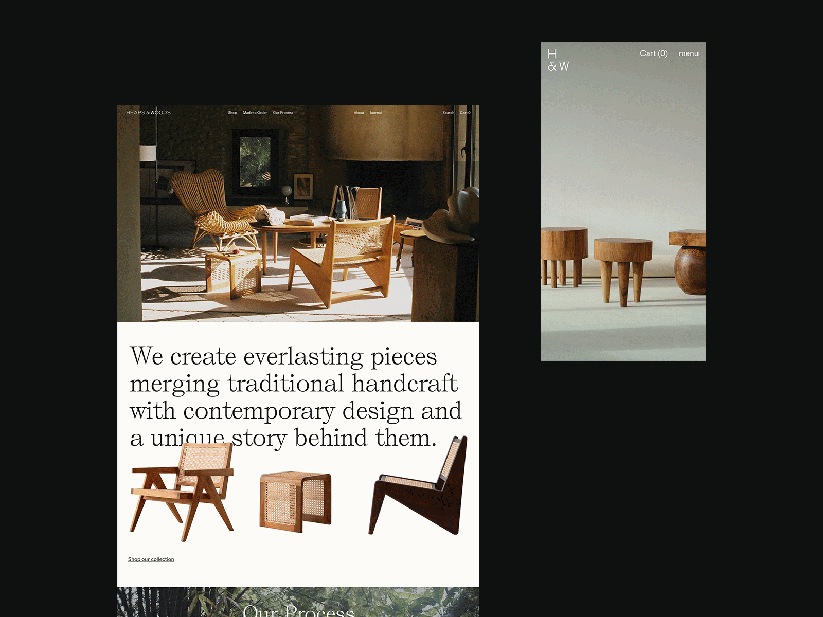 Heaps & Woods e-Store design desktop ecommerce editorial furniture graphicdesign mobile responsive store ui web website woocomerce