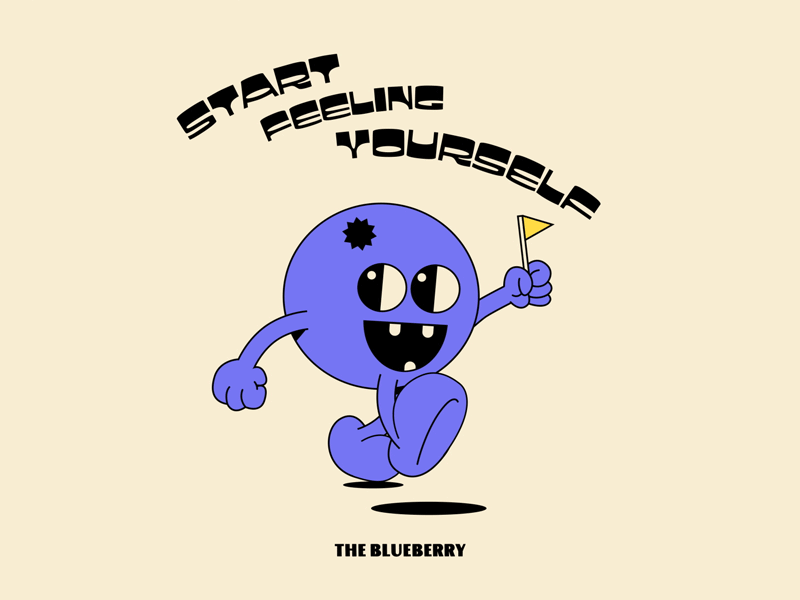 The Blueberry 2d 2danimation animation blueberry cartoon character characteranimation gif happy illustration loop motion graphics rig walkcycle