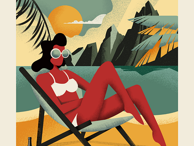 Travel shots beach colorful design eyeglasses flat girl illustration landscape nature plants summer vector vector art