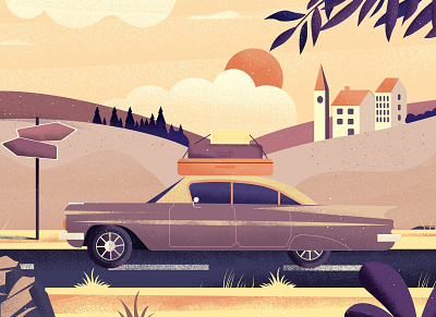 Who else need to leave ? car colorful design illustration landscape nature plants summer travel vector vector art