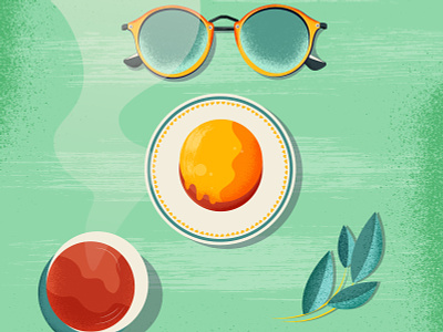 Summer Shots cake coffee colorful eyeglasses illustration plant summer vector