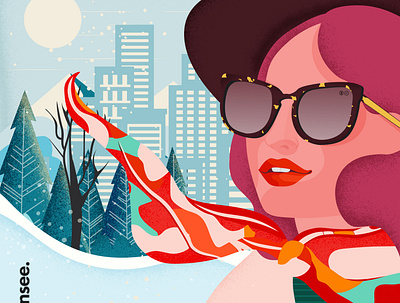 Collection Premium de SENSEE city colorful design eyeglasses fashion girl illustration mountain nature sunglasses vector vector art winter