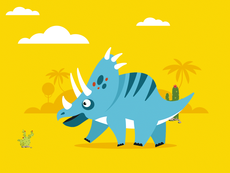 Triceratops 2d animation design dinosaurs illustration motion motion graphics paleontology triceratops